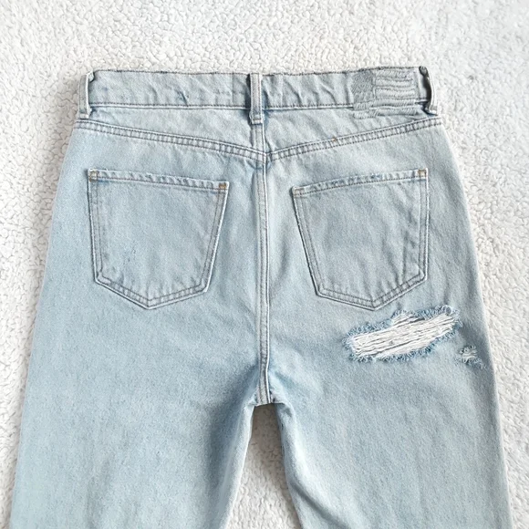 REVICE High Rise Distressed Bum Slit Straight Leg Boyfriend Jeans Size 32 - Picture 5 of 7